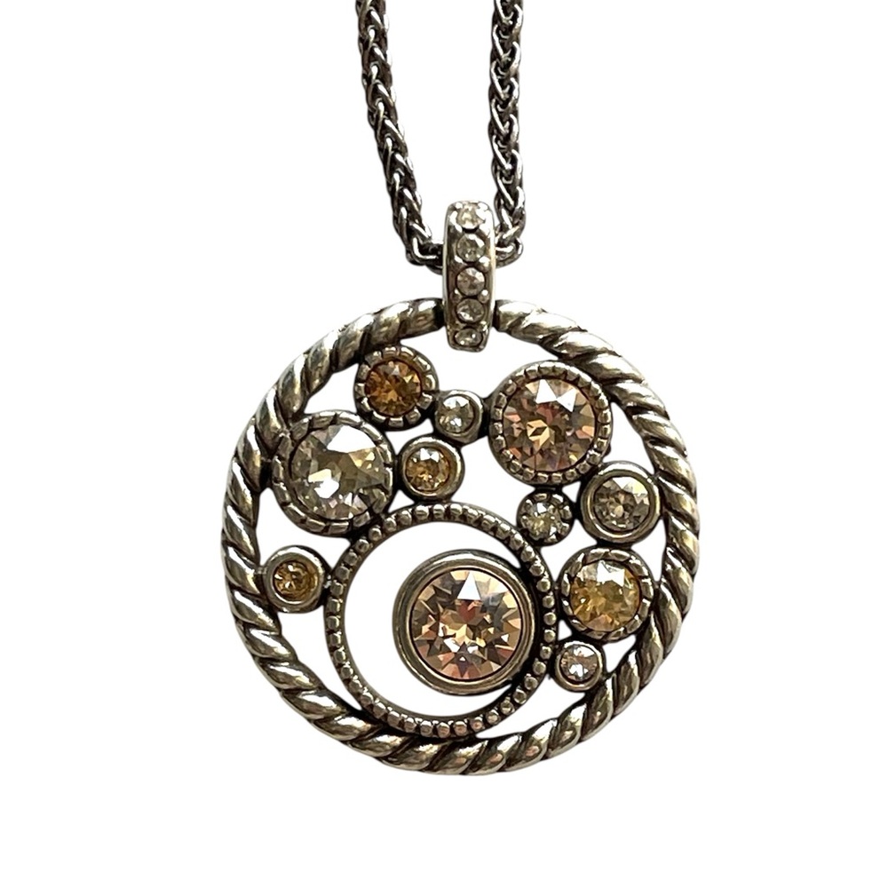 Brighton Halo Pendant Necklace w/ Neutral Colored Swarovski Crystals